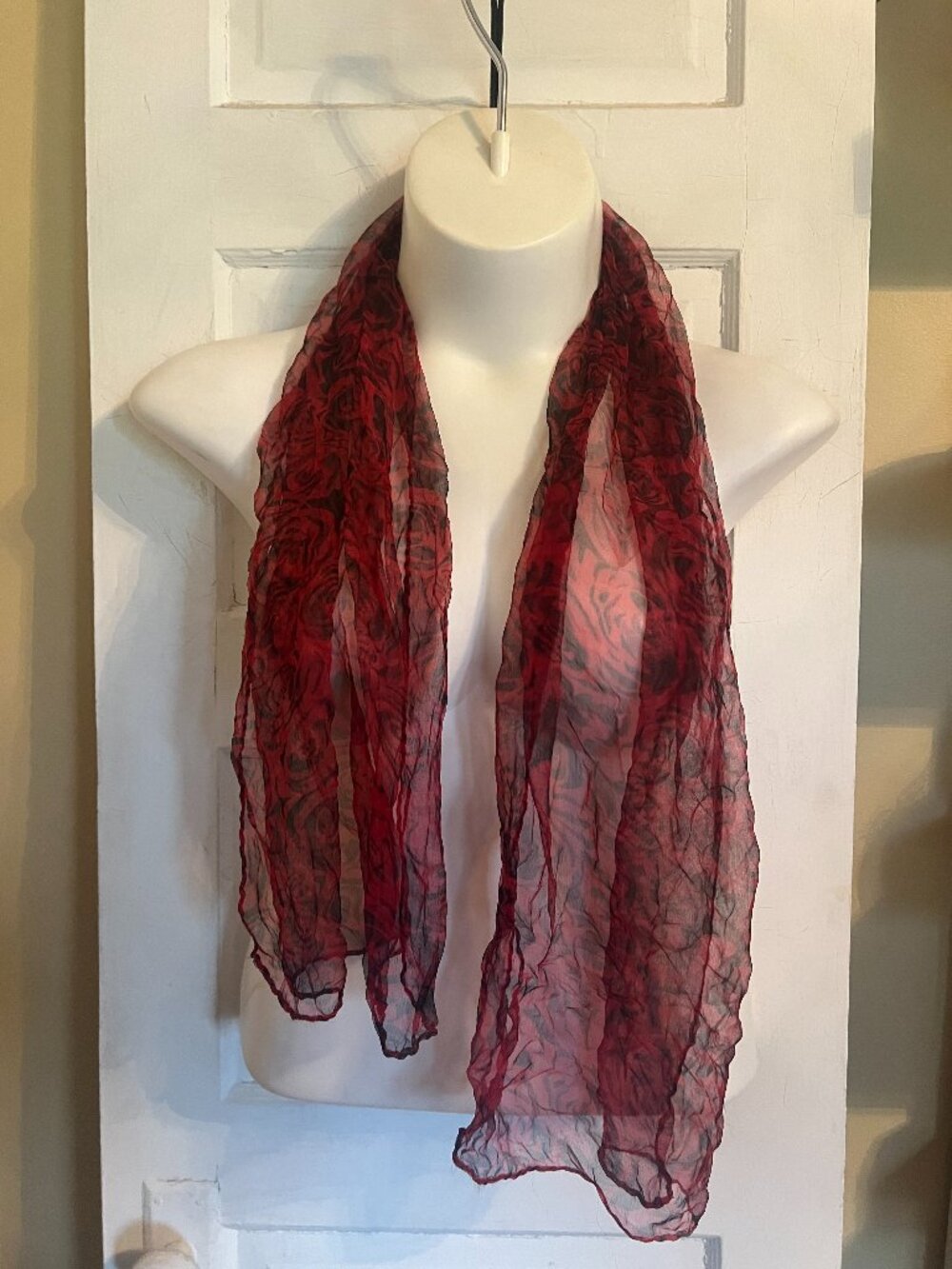 Gorgeous Red and Black Sheer Scarf